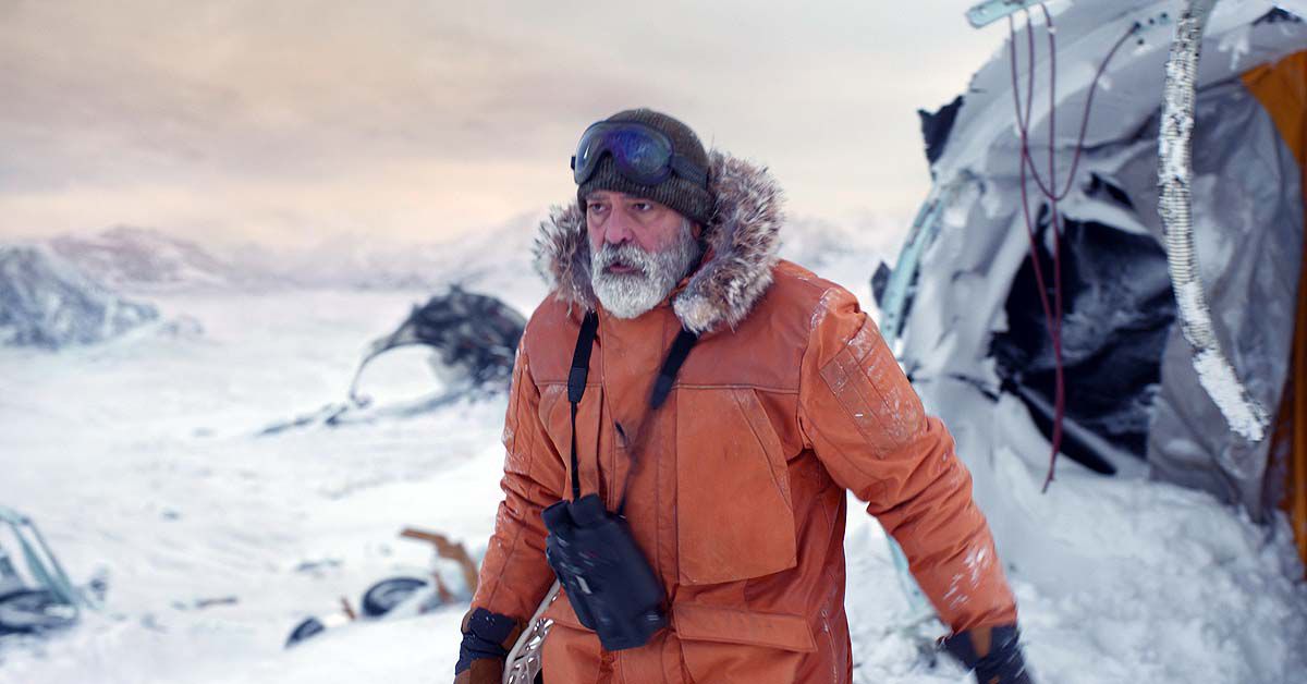 Beim Dreh: George Clooney sind die Augenlider angefroren