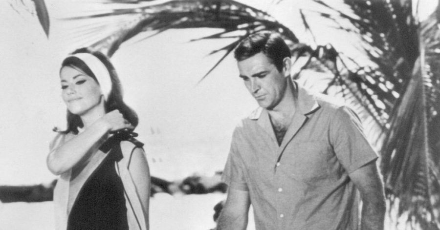 Sean Connery und Claudine Auger im April 1965 auf den Bahamas während der Dreharbeiten zu «Feuerball».