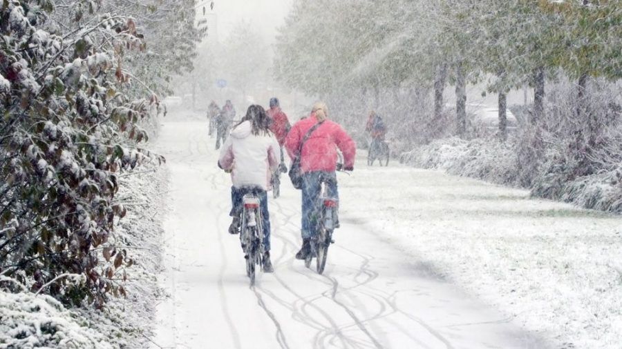 Vorsicht! Auf Schnee kommen gewöhnliche Fahrradreifen leicht ins Rutschen. (elm/spot)