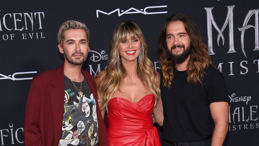 Bill Kaulitz (l.), Heidi Klum und Tom Kaulitz bei einem gemeinsamen Auftritt in Los Angeles. (hub/spot)