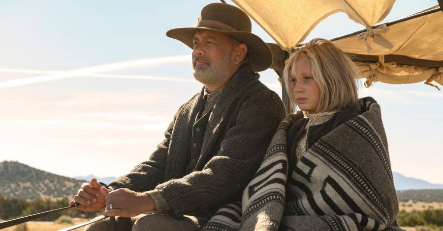 Tom Hanks als Captain Jefferson Kyle Kidd und Helena Zengel als Johanna Leonberger in einer Szene aus "Neues aus der Welt".