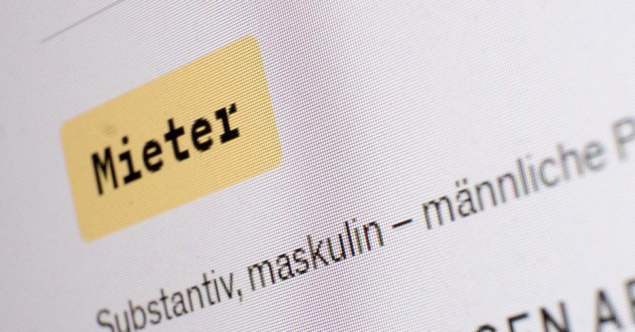Das Wort maskulin steht in einem Eintrag des Online-Dudens und dem Wort Mieter.