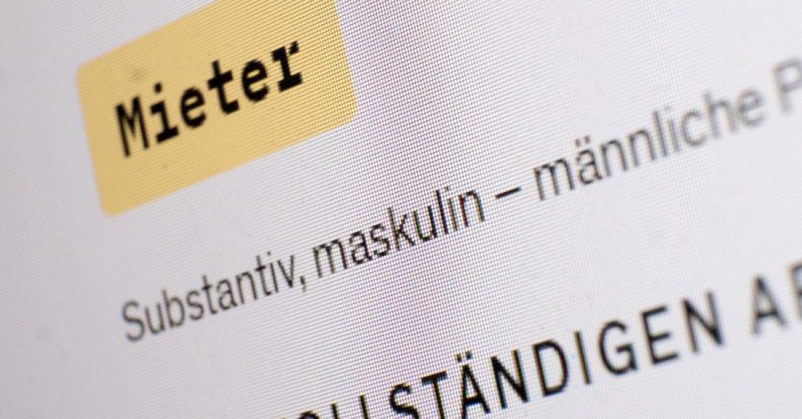 Der Eintarg für Mieter im Online-Duden.