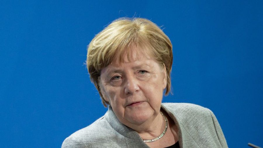 Angela Merkel bei einer Pressekonferenz in Berlin. (hub/spot)