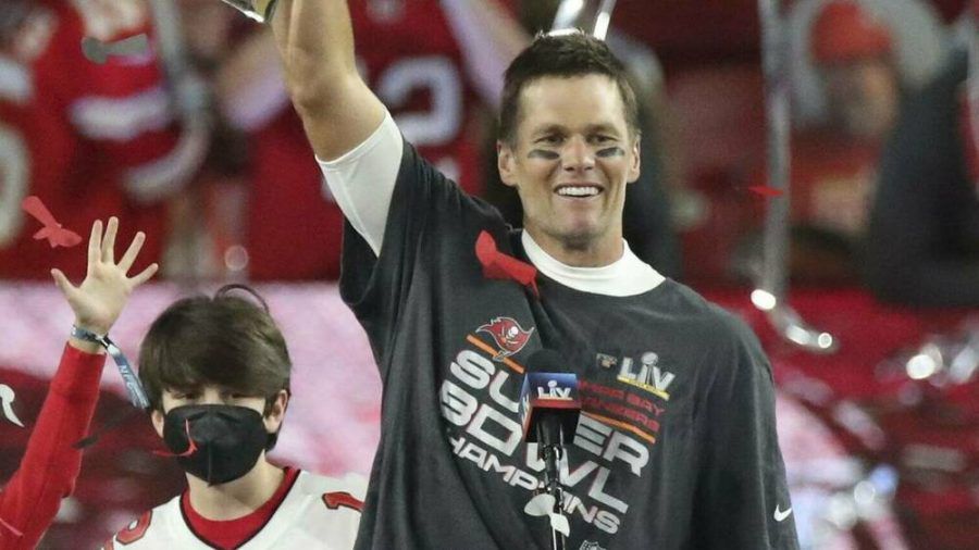 Tom Brady und sein Sohn Jack beim NFL-Finale 2021. (cos/spot)