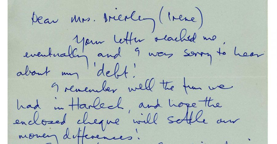 Ein Brief von Paul McCartney an Irene Brierley, in dem er seine langjährige «Schuld» aus der Zeit bevor er Weltruhm erlangte begleicht.