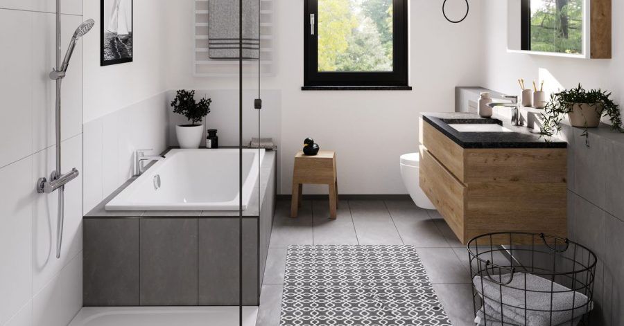Auch auf wenig Raum lassen sich Badezimmer mit Spa-Gefühl gestalten. Dazu tragen Accessoires und Wandbilder bei - wie hier zum Beispiel beim Anbieter Kaldewei zu sehen.