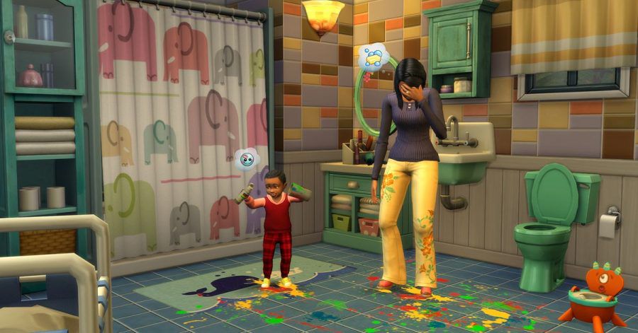 «Die Sims» ist ein Spiel wie das Leben selbst - eben auch mal mit vielen bunten Kinderfarbklecksen im Bad!