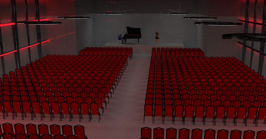 Darstellung eines Konzertsaals im geplanten mobilen «Fürst von Metternich Konzert-Kubus». Das Rheingau Musik Festival will im Corona-Sommer 2021 einen der größten mobilen Konzertsäle Europas aufbauen.