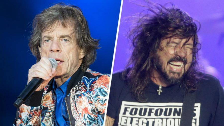 Mick Jagger (li.) und Dave Grohl rocken gemeinsam. (cos/spot)