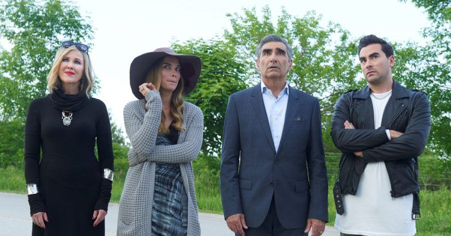 «Schitt's Creek» mit Catherine O’Hara (l-r) als Moira Rose, Annie Murphy als Alexis Rose, Eugene Levy als Johnny Rose und Daniel Levy
als David Rose.