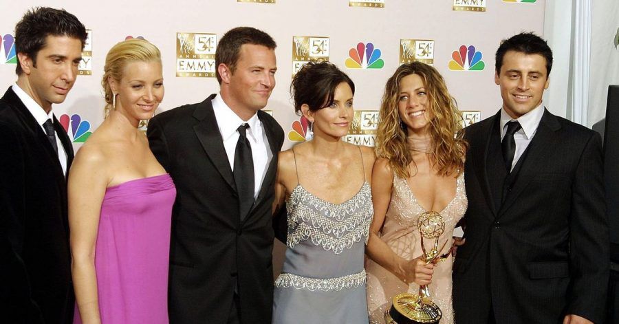 Wiedersehen der Fernseh-«Friends»: David Schwimmer (l-r), Lisa Kudrow, Mathew Perry, Courtney Cox Arquette, Jennifer Aniston und Matt LeBlanc (2002).