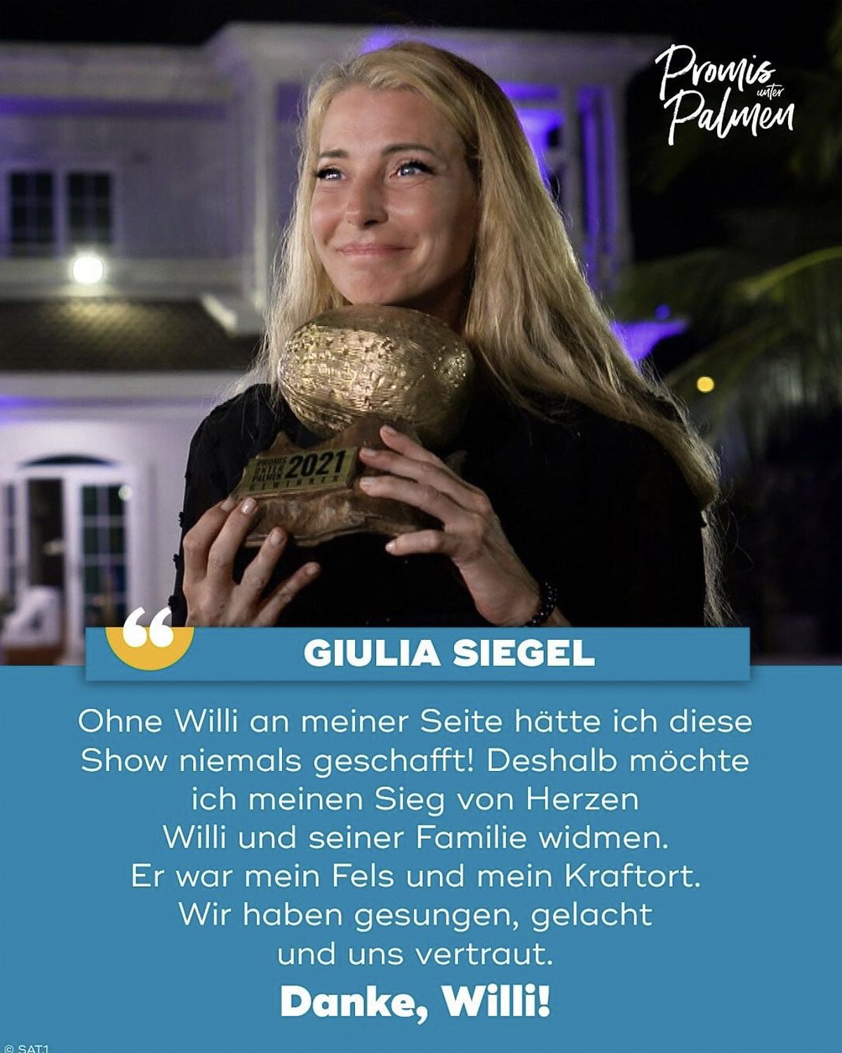 "Promis unter Palmen" 2021: Die Gewinnerin ist Julia Siegel!