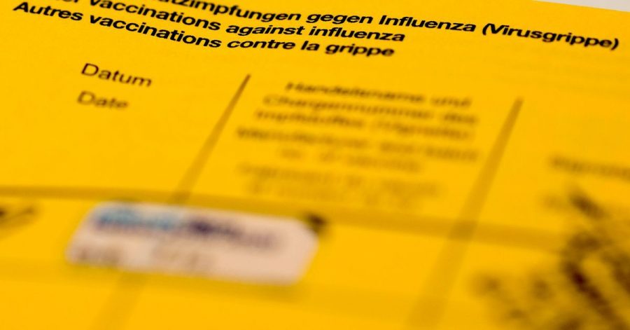 Ein Impfbuch mit den Feldern für die Impfung gegen Influenza (Virusgrippe).