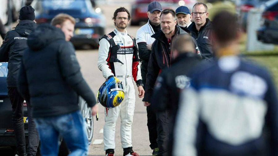 Prinz Carl Philip von Schweden am Samstag (8. Mai) am Knutstorp-Ring. (wag/spot)