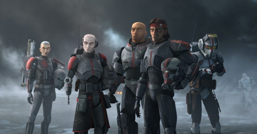 Die gloreichen Fünf: Crosshair (l-r), Echo, Wrecker, Hunter und Tech.