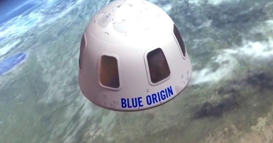 Diese undatierte Illustration von Blue Origin zeigt die Kapsel, mit der die Firma Touristen ins All bringen will. Ein Sitzplatz für den ersten bemannten Weltraumflug ist für 28 Millionen US-Dollar versteigert worden.