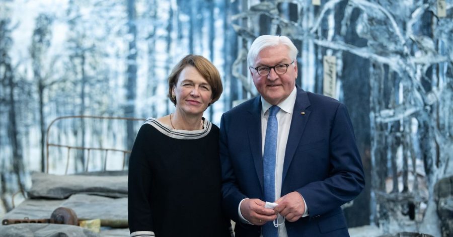 Bundespräsident Frank-Walter Steinmeier und seine Frau Elke Büdenbender bei der Eröffnung der Schau "Diversity United".