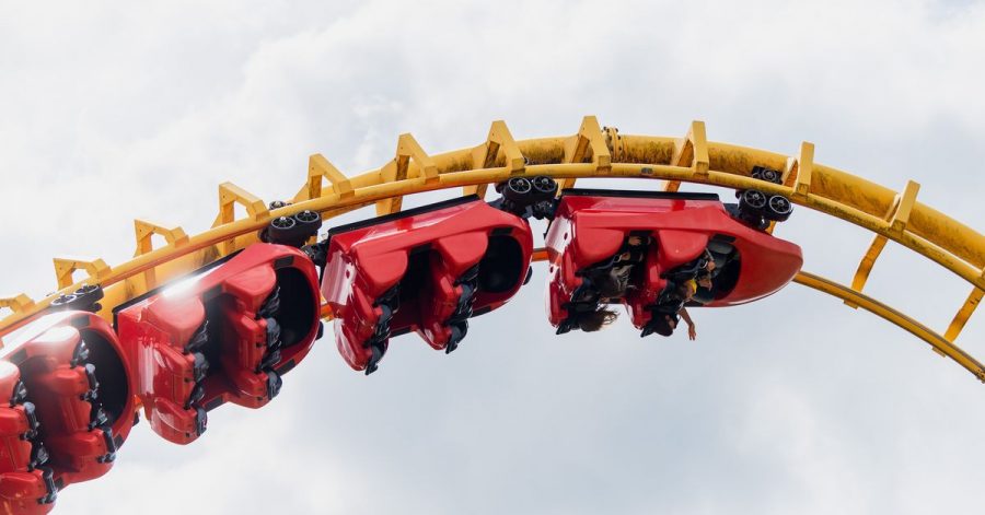 Die Achterbahn «Boomerang» im Freizeitpark Geiselwind.