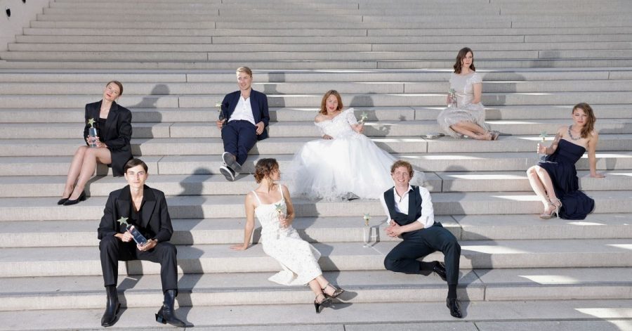 Die European Shooting Stars 2021: Nicolas Maury, Alba Baptista, Martijn Lakemeier, Albrecht Schuch, Sara Klimoska, Natasa Stork, Seidi Haarla und Zygimante Elena Jakstaite.