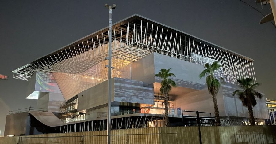 Der deutsche Pavillon im Aufbau bei der Expo 2020.