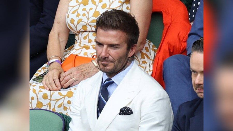 David Beckham auf der Tribüne in Wimbledon. (ili/spot)