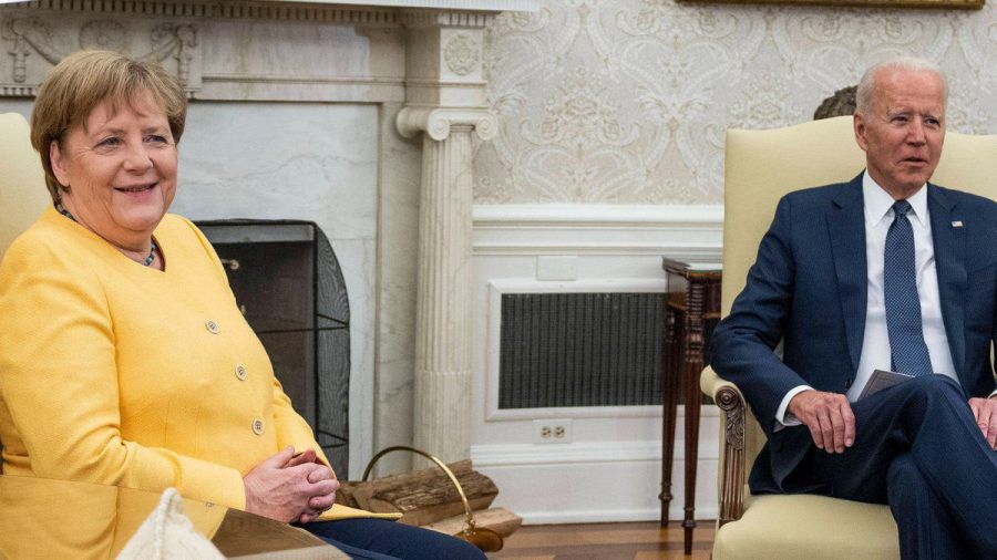 Angela Merkel während ihres Treffens mit Joe Biden im Weißen Haus (wue/spot)