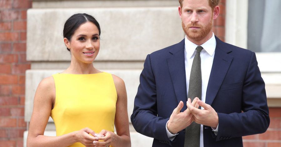 Prinz Harry von Großbritannien und seine Frau Herzogin Meghan während eines Empfangs.