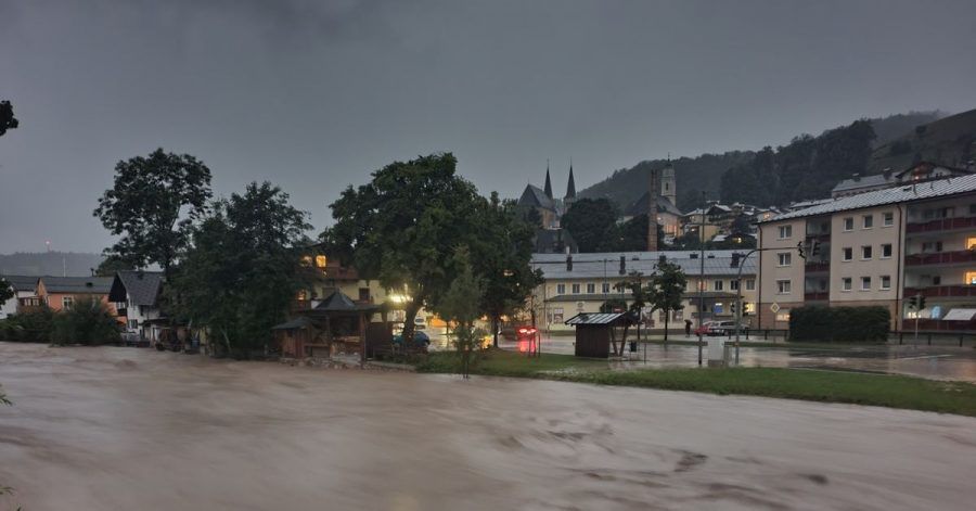 Rekord-Pegelstände an der Ache: 3,75 Meter wurden dort am Samstagabend gemessen.