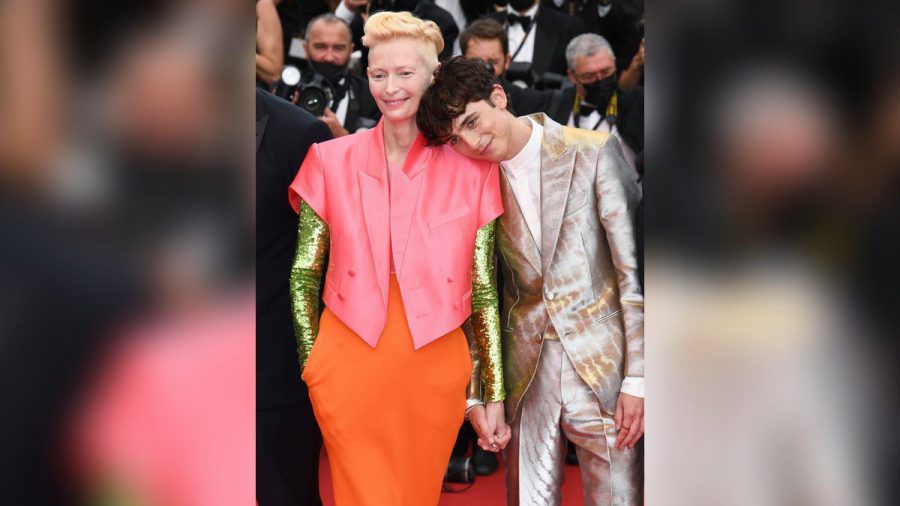 Timothée Chalamet und Tilda Swinton bei der Cannes-Premiere von "The French Dispatch". (hub/spot)