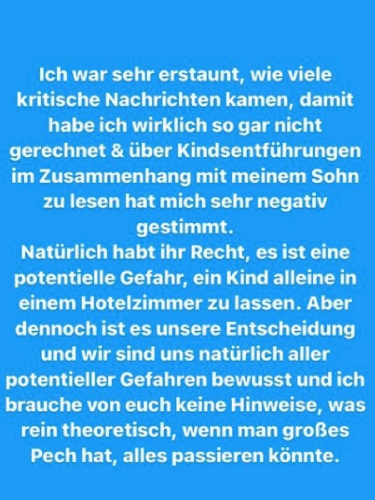 Marie Nasemann: Shitstorm weil sie kleinen Sohn allein im Hotelzimmer ließ