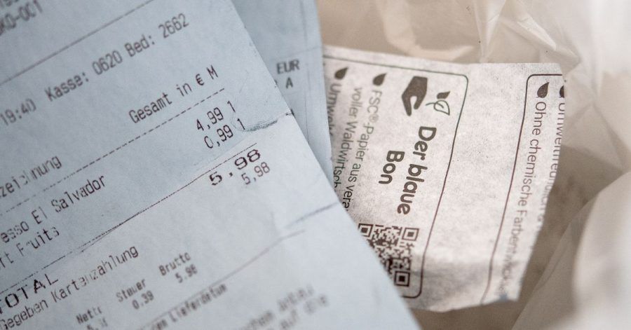 Neuartige Kassenbons aus blaugrauem Papier dürfen ins Altpapier.