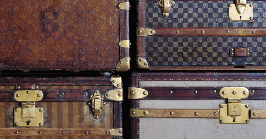 Vier historische Koffer der Marke Louis Vuitton (undatierte Aufnahme).