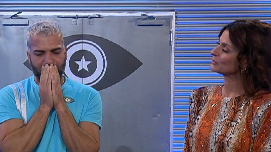 Rafi Rachek mit Moderatorin Marlene Lufen direkt nach seinem Aus bei "Promi Big Brother". (wue/spot)