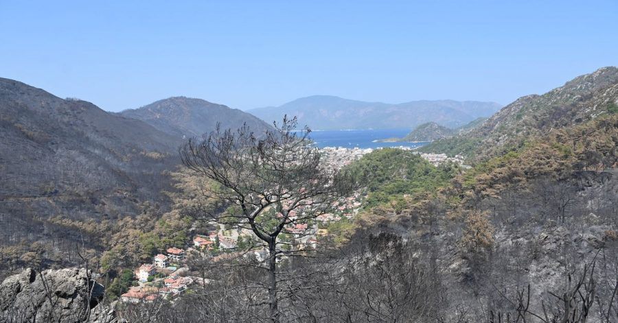 In der bei Touristen beliebten Region Marmaris hat das Feuer ganze Landstriche verbrannt zurückgelassen.