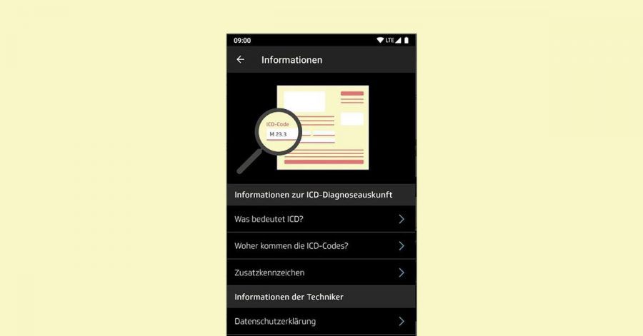 Wer genau wissen will, welche Diagnose hinter welchem Schlüssel steckt, kann dazu eine App der Techniker Krankenkasse nutzen. Sie heißt «ICD-10-Diagnoseauskunft» (Android/iOS) und erlaubt die Recherche der Kürzel über eine Suchfunktion.