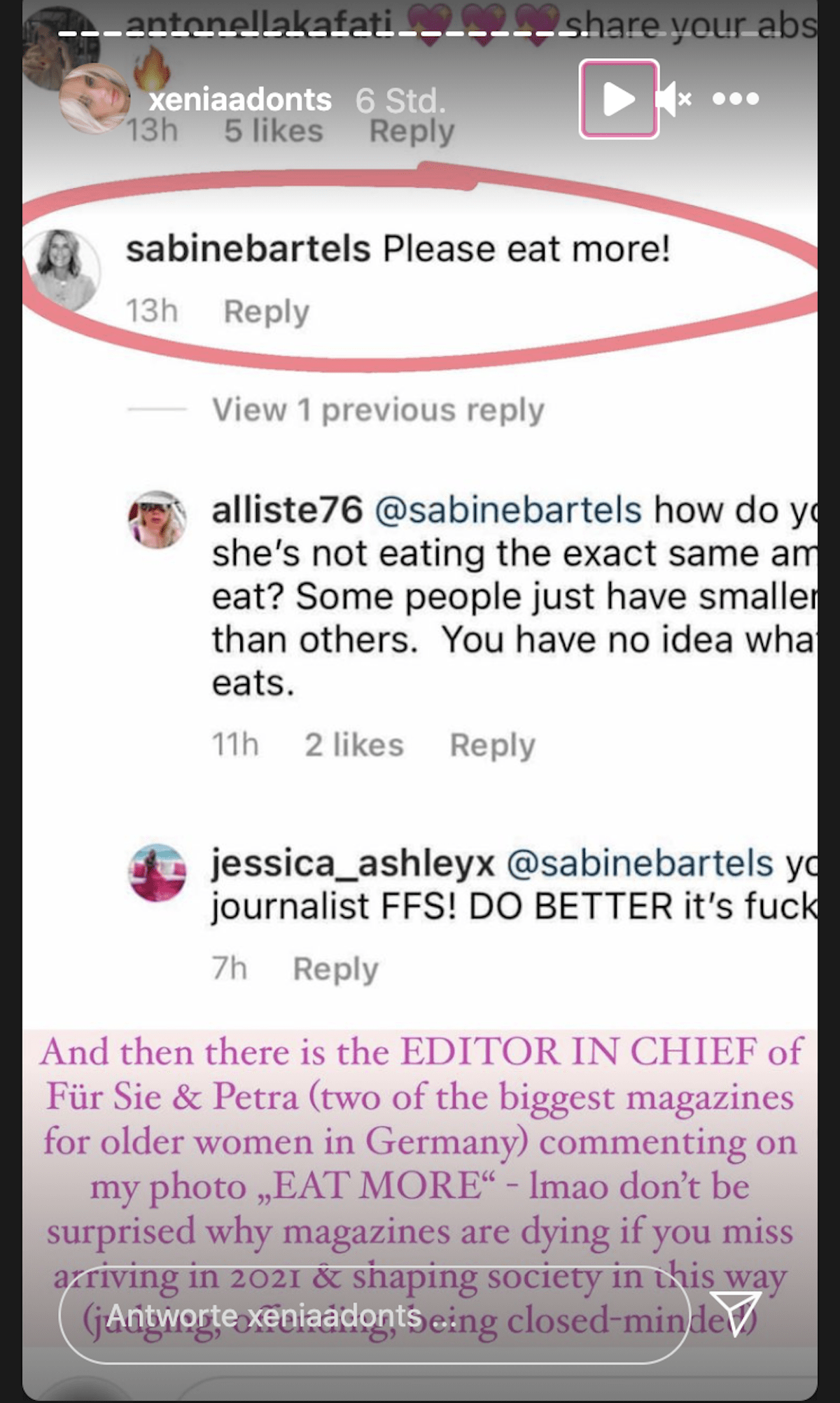 Influencerin Xenia Adonts wütet gegen Chefredakteurin wegen Bodyshaming-Kommentar