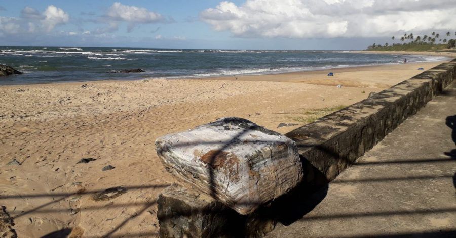 Ein angespülter Ballen am Strand.