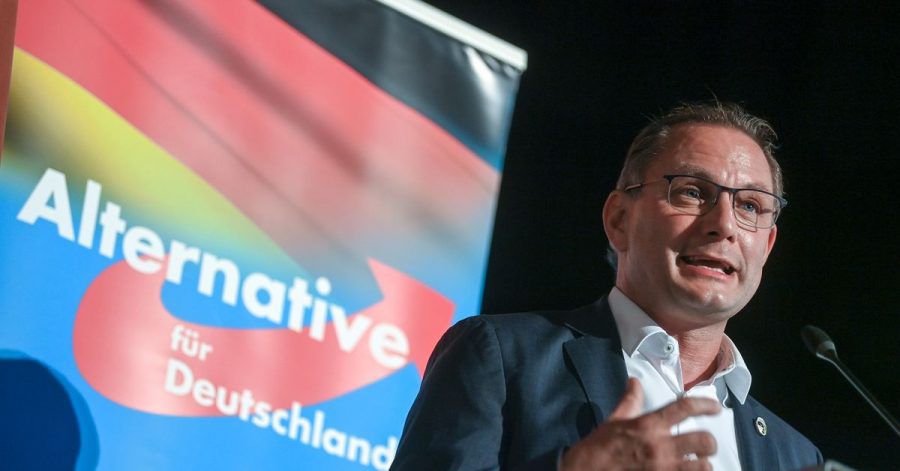 Tino Chrupalla, Bundesvorsitzender der AfD, spricht auf dem Wahlkampfauftakt der AfD Sachsen in Stollberg. (Archivbild)