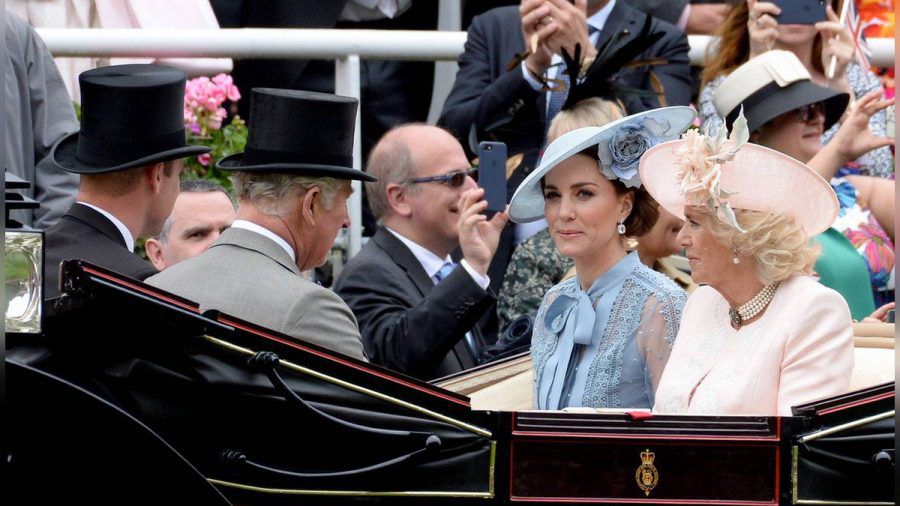 William, Charles, Kate und Camilla (v.l.) 2019 beim Pferderennen in Ascot. (jom/spot)