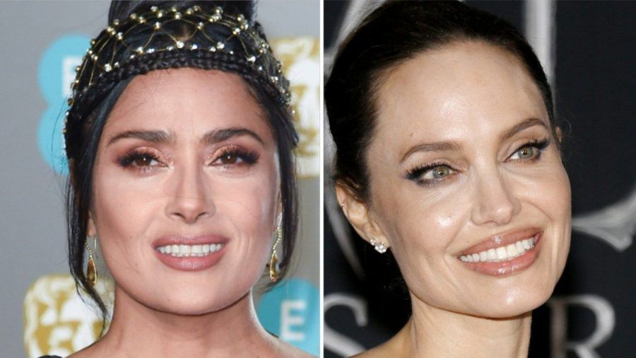 Salma Hayek (li.) versteht sich blendend mit Angelina Jolie. (jom/spot)