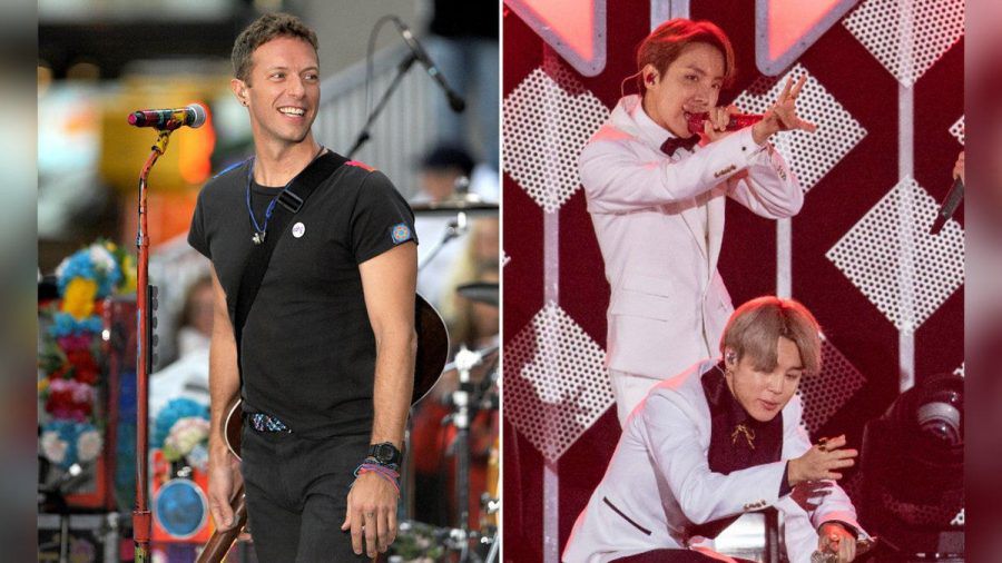Coldplay rund um Frontmann Chris Martin (l.) und BTS verfügen beide über riesige Fangemeinden. (wag/spot)
