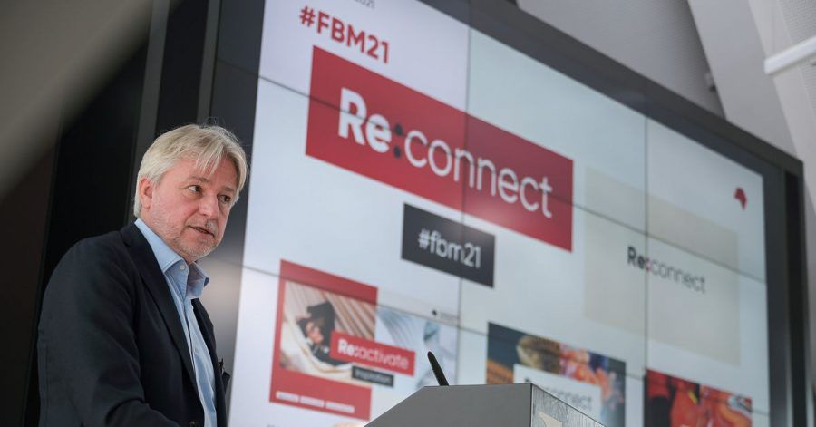 Juergen Boos stellt das Konzept der Frankfurter Buchmesse vor.