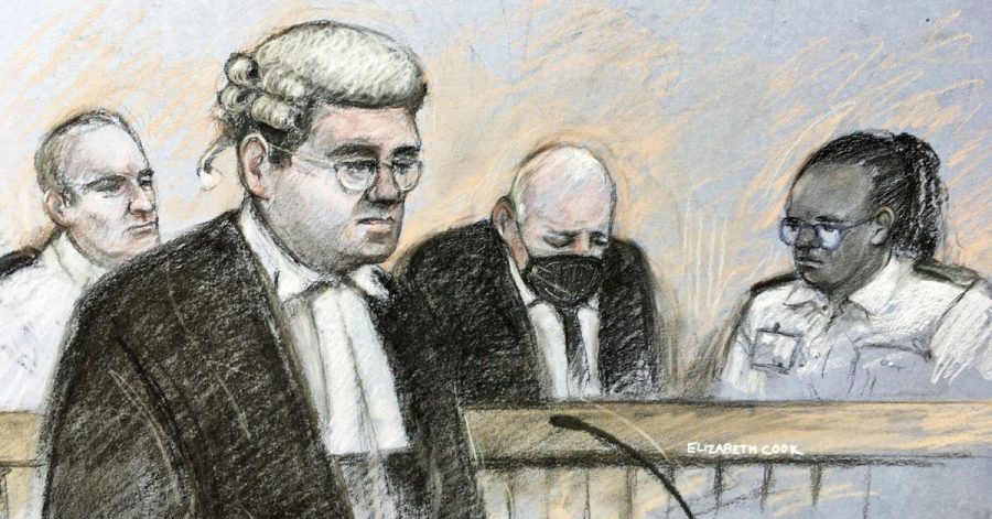 Diese Skizze zeigt den Angeklagten im Gerichtssaal. Dem geständigen Mörder der Londonerin Sarah Everard droht ein Leben hinter Gittern