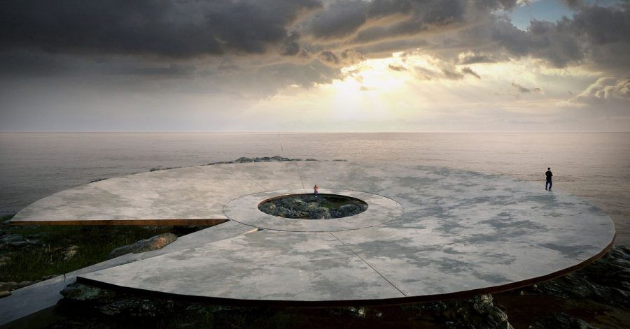 Der Entwurf des Corona-Erinnerungsmals vom Architekten Martin Gomez Platero in Montevideo (Uruguay). Eine 40 Meter breite Plattform im Meer soll über einen Steg mit dem Ufer verbunden werden.