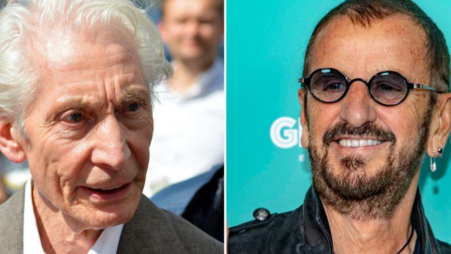 Beatles-Drummer Ringo Starr (r.) erinnert sich gern an die gemeinsame Zeit mit Stones-Drummer Charlie Watts zurück. (ili/spot)