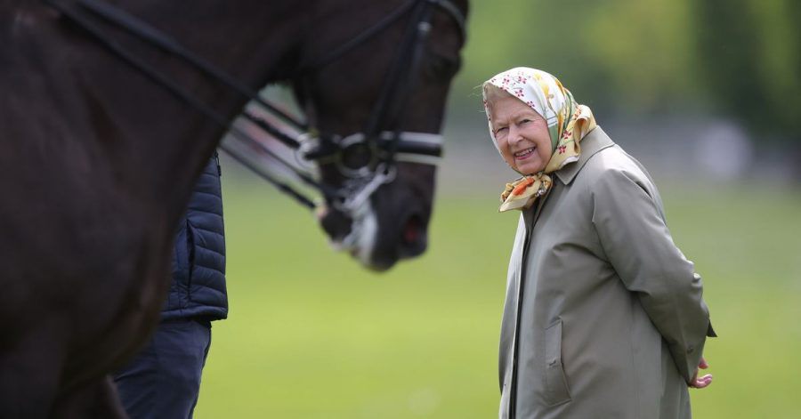 Queen Elizabeth betrachtet das Doppel-Weltmeister- Dressurpferd Valegro bei der Royal Windsor Horse Show 2019