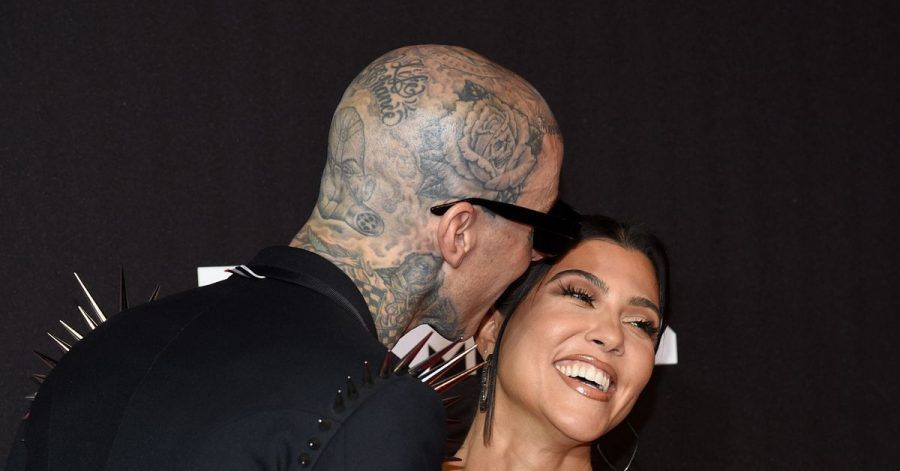 Travis Barker (l) und Kourtney Kardashian bei den MTV Video Music Awards in New York.