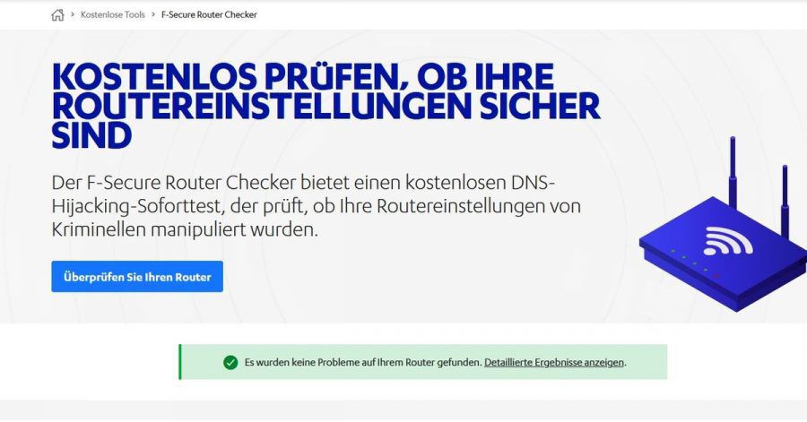 Sollten Adresseinstellungen im Gerät manipuliert worden sein, kann das der Router-Checker herausfinden.