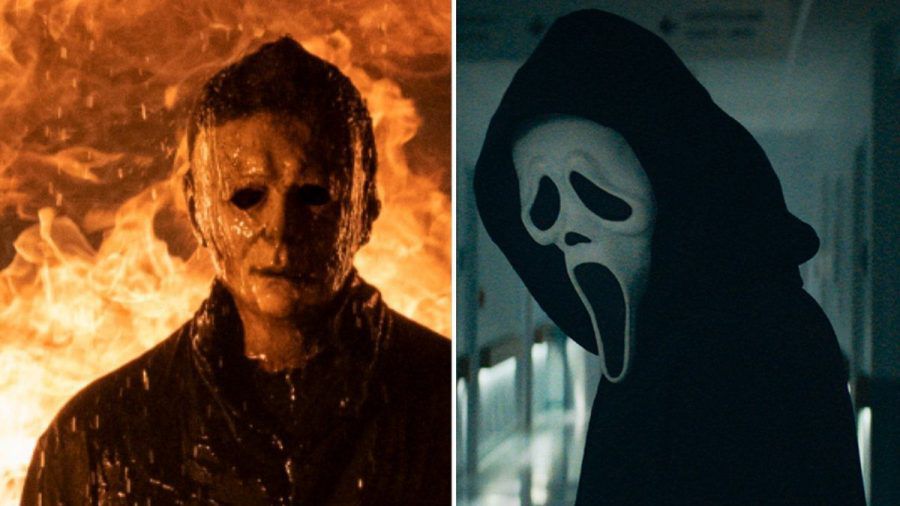 Brüder im kranken Geiste: Michael Myers (l.) und Ghostface morden am liebsten mit dem Messer. (stk/spot)